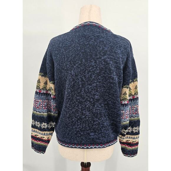 Vintage Heirloom Collectibles Women's L Blue Holiday/Christmas Zip-up Sweater - Picture 2 of 9